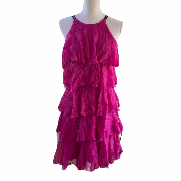 BCBG MAXAZRIA Ruffled Silk Dress Size Medium - Picture 1 of 9